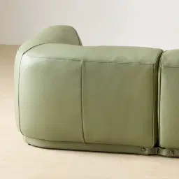 Crosby Light Green Leather 2 Pieces Modular Sofa