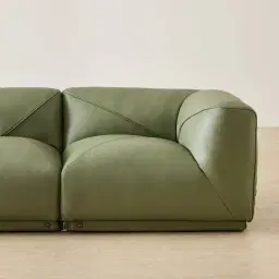 Crosby Light Green Leather 3 Pieces Modular Sofa