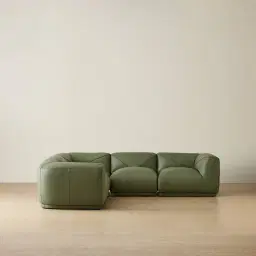 Crosby Light Green Leather 5 Pieces Modular Corner Sofa with Left and Right Arm