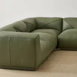 Crosby Light Green Leather 5 Pieces Modular Corner Sofa with Left and Right Arm