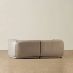 Crosby Myrtle Grey Leather 2 Pieces Modular Sofa