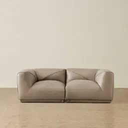 Crosby Myrtle Grey Leather 2 Pieces Modular Sofa