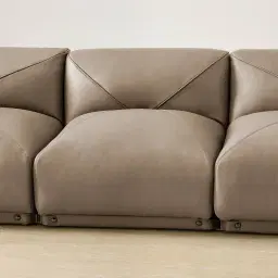 Crosby Myrtle Grey Leather 3 Pieces Modular Sofa