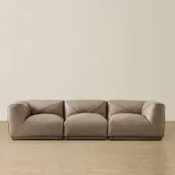 Crosby Myrtle Grey Leather 3 Pieces Modular Sofa