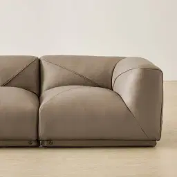 Crosby Myrtle Grey Leather 3 Pieces Modular Sofa