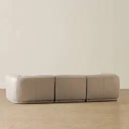 Crosby Myrtle Grey Leather 3 Pieces Modular Sofa