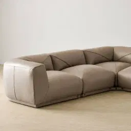 Crosby Myrtle Grey Leather 5 Pieces Modular Corner Sofa with Left and Right Arm