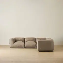 Crosby Myrtle Grey Leather 5 Pieces Modular Corner Sofa with Left and Right Arm