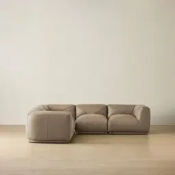 Crosby Myrtle Grey Leather 5 Pieces Modular Corner Sofa with Left and Right Arm