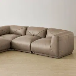 Crosby Myrtle Grey Leather 5 Pieces Modular Corner Sofa with Left and Right Arm