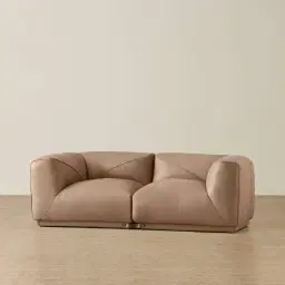 Crosby Mushroom Beige Leather 2 Pieces Modular Sofa