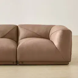 Crosby Mushroom Beige Leather 2 Pieces Modular Sofa