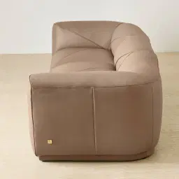 Crosby Mushroom Beige Leather 3 Pieces Modular Sofa