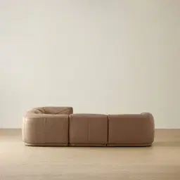 Crosby Mushroom Beige Leather 5 Pieces Modular Corner Sofa with Left and Right Arm