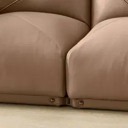 Crosby Mushroom Beige Leather 5 Pieces Modular Corner Sofa with Left and Right Arm