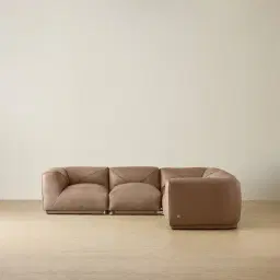 Crosby Mushroom Beige Leather 5 Pieces Modular Corner Sofa with Left and Right Arm