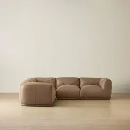 Crosby Mushroom Beige Leather 5 Pieces Modular Corner Sofa with Left and Right Arm