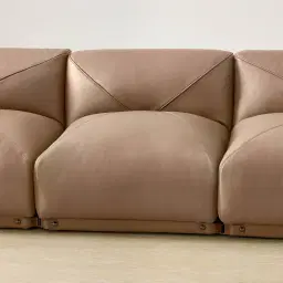 Crosby Mushroom Beige Leather 5 Pieces Modular Corner Sofa with Left and Right Arm