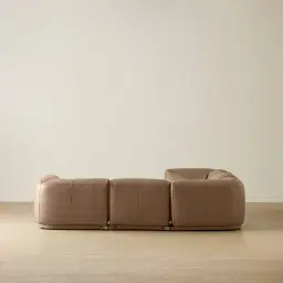 Crosby Mushroom Beige Leather 5 Pieces Modular Corner Sofa with Left and Right Arm