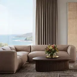 Crosby Mushroom Beige Leather 5 Pieces Modular Corner Sofa with Left and Right Arm