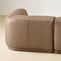 Crosby Mushroom Beige Leather 5 Pieces Modular Corner Sofa with Left and Right Arm