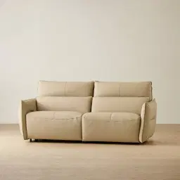 Linton Desert Brown Leather 2 Pieces Modular Dual Electric Recliner