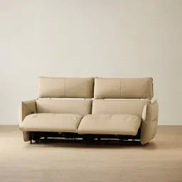 Linton Desert Brown Leather 2 Pieces Modular Dual Electric Recliner