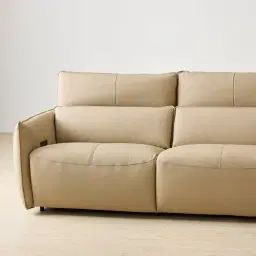 Linton Desert Brown Leather 2 Pieces Modular Dual Electric Recliner