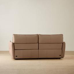 Linton Mushroom Beige Leather 2 Pieces Modular Dual Electric Recliner