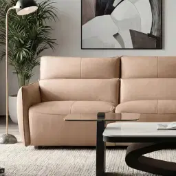 Linton Mushroom Beige Leather 2 Pieces Modular Dual Electric Recliner