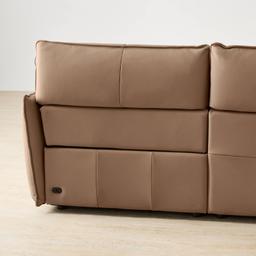 Linton Mushroom Beige Leather 2 Pieces Modular Dual Electric Recliner