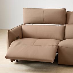 Linton Mushroom Beige Leather 2 Pieces Modular Dual Electric Recliner