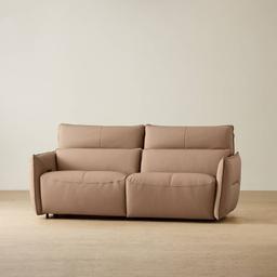 Linton Mushroom Beige Leather 2 Pieces Modular Dual Electric Recliner