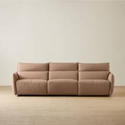 Linton Mushroom Beige Leather 3 Pieces Modular Dual Electric Recliner