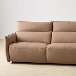 Linton Mushroom Beige Leather 3 Pieces Modular Dual Electric Recliner