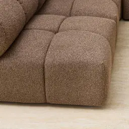 Quincy Earth Brown Woven Fabric Modular Corner Sofa with Right Cuddler