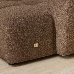 Quincy Earth Brown Woven Fabric 4 Pieces Modular Sofa with Left Arm and Right Cuddler