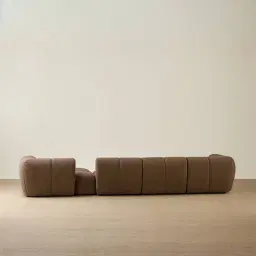 Quincy Earth Brown Woven Fabric 4 Pieces Modular Sofa with Left Arm and Right Cuddler