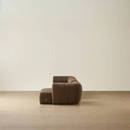 Quincy Earth Brown Woven Fabric 4 Pieces Modular Sofa with Left Arm and Right Cuddler