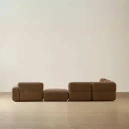 Capri Earth Brown Woven Fabric Modular Corner Sofa