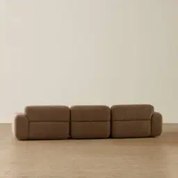 Capri Earth Brown Woven Fabric 3 Pieces Modular Left Chaise Sofa