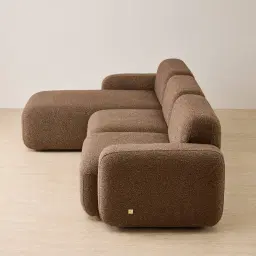 Capri Earth Brown Woven Fabric 3 Pieces Modular Left Chaise Sofa