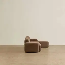 Capri Earth Brown Woven Fabric 3 Pieces Modular Right Chaise Sofa