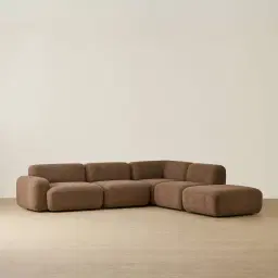 Capri Earth Brown Woven Fabric 5 Pieces Sofa