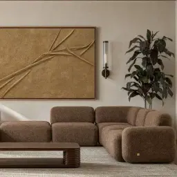 Capri Earth Brown Woven Fabric 5 Pieces Sofa