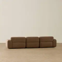 Capri Earth Brown Woven Fabric 4 Pieces Sofa with Ottoman