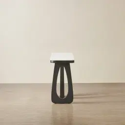 Aspen Matte Black Rounded Corners Console Table with White Sintered Stone Top