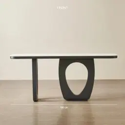 Aspen Matte Black Rounded Corners Console Table with White Sintered Stone Top