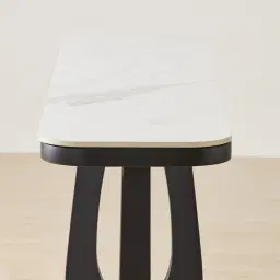 Aspen Matte Black Rounded Corners Console Table with White Sintered Stone Top