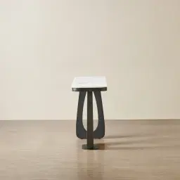 Aspen Matte Black Rounded Corners Console Table with White Sintered Stone Top